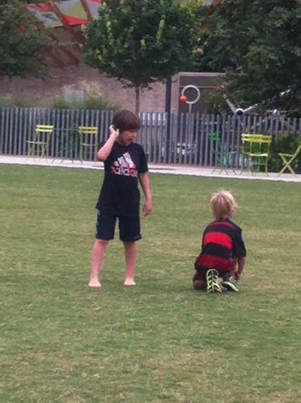 Pick up soccer at Klyde Warren Park.  He can find a friend anywhere. 